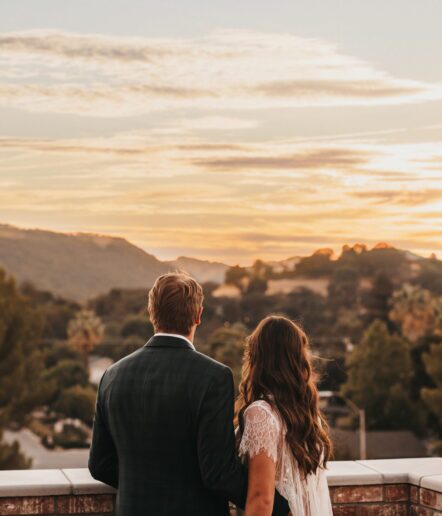 Couple watching the golden sunset
